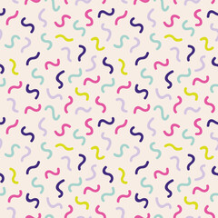 Abstract patterns of different shapes and elements. Hand drawn various paper cut shapes. Abstract contemporary seamless pattern. Modern trendy vector illustration.