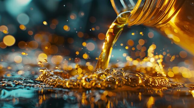 Professional Auto Mechanic Performing Engine Oil Change in Modern Service Center. Essential Car Maintenance for Optimal Performance and Safety. High-Tech Automotive Repair Facility Showcasing Routine 