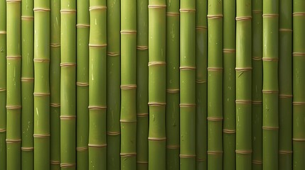 Fototapeta premium Bamboo texture background, Fresh green bamboo fence wall, forest tree jungle tropical repeating wallpaper.