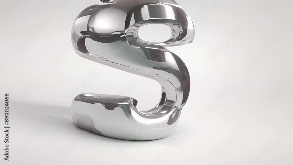Poster a silver inflatable 3d dollar sign with a shiny metallic surface and exaggerated curves symbolizing 