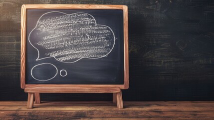 chalkboard with speech bubble and copyspace for text message