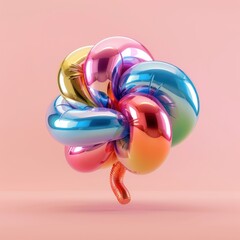 Vibrant Twisted Balloon Sunset Illuminated by Evening Glow - Nature Inspired Balloon Art with Space for Text, generative Ai
