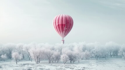 Obraz premium Arctic Winter Wonderland Balloon Art - Colorful Twisted Balloons in Frozen Landscape with Copy Space for Text, generative Ai