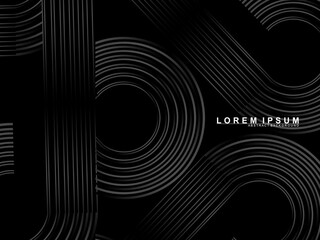 Abstract shining circle lines on black background. Geometric line art design. Modern shiny black lines. Futuristic technology concept. Suitable for posters, covers, banners, brochures, websites, etc.