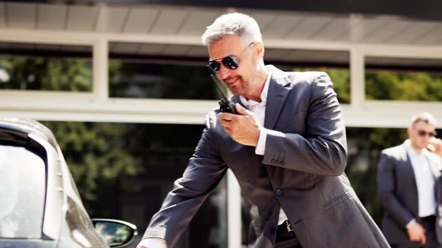 Professional bodyguards in suits