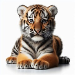 Beautiful tiger cub on a white background
