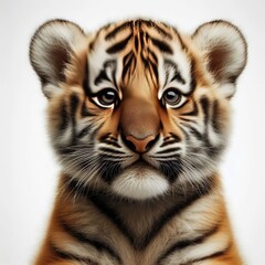 Obraz premium Beautiful tiger cub on a white background 