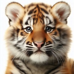 Obraz premium Beautiful tiger cub on a white background 
