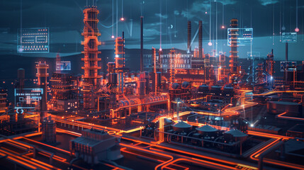 Fototapeta premium Extensive use of the Internet and the Internet of Things for industrial production mode, Industry 4.0, new quality productivity