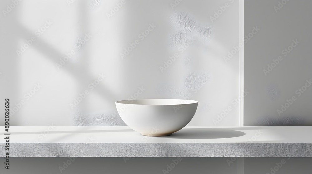 Poster minimalist white table with bright backdrop for clean and crisp product display