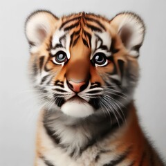 Obraz premium Beautiful tiger cub on a white background 