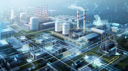 Naklejka premium Extensive use of the Internet and the Internet of Things for industrial production mode, Industry 4.0, new quality productivity
