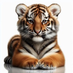 Obraz premium Beautiful tiger cub on a white background 