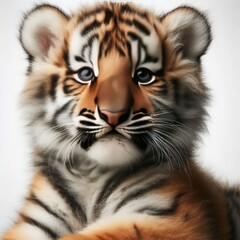 Fototapeta premium Beautiful tiger cub on a white background 