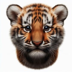 Obraz premium Beautiful tiger cub on a white background 