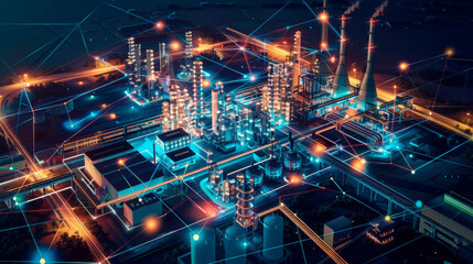 Fototapeta premium Extensive use of the Internet and the Internet of Things for industrial production mode, Industry 4.0, new quality productivity