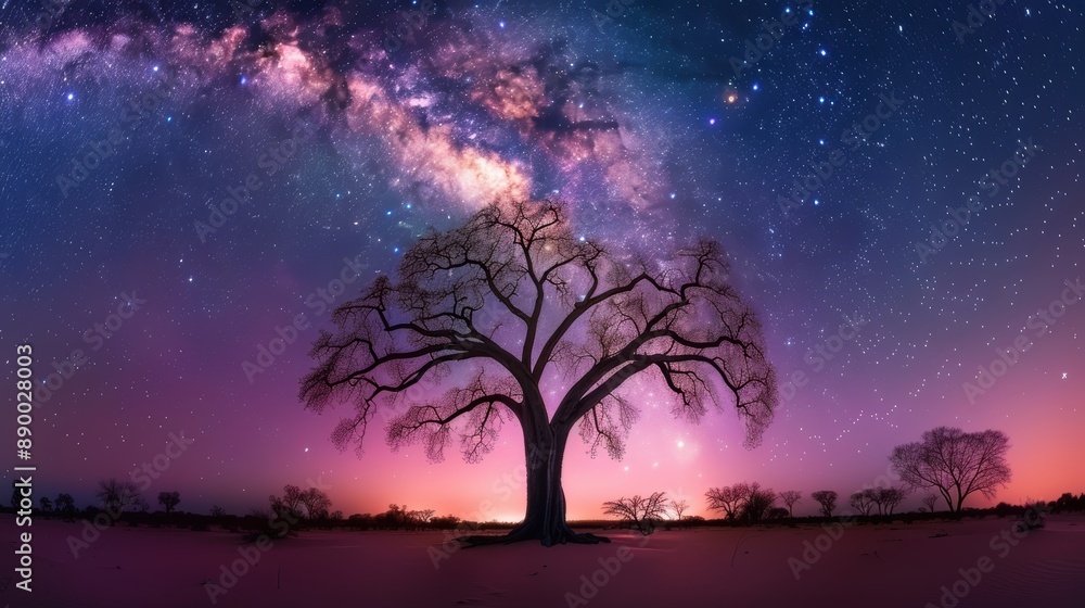 Aufkleber a panoramic view of the night sky with star trails creating a captivating and mesmerizing display.