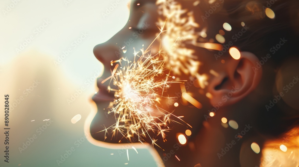 Aufkleber a creative and playful composition of sparklers forming abstract shapes and patterns in the air.