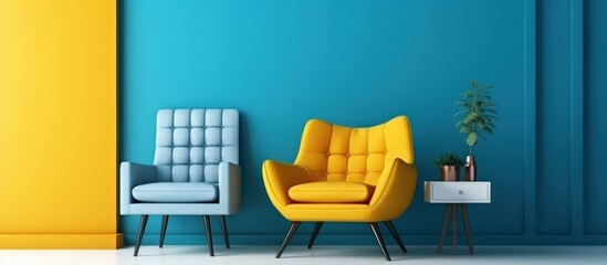Modern Interior Design with Yellow and Blue Armchairs