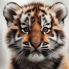 Obraz premium Beautiful tiger cub on a white background 