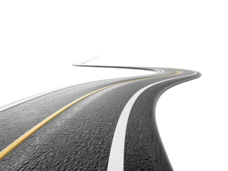 Paved empty winding road, 3D illustration