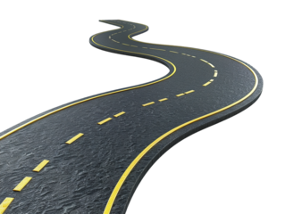 Paved empty winding road, 3D illustration