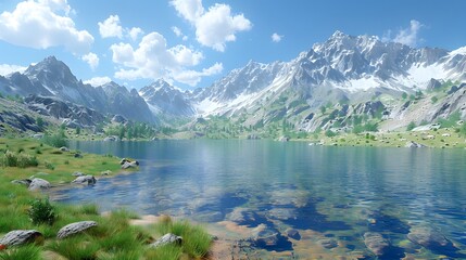 A lake between two mountains nature concept