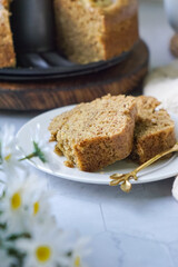 Homemade steamed sponge banana cake