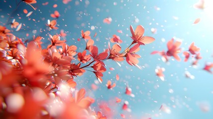 Falling tree leaves in autumn