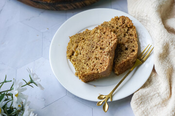 Homemade steamed sponge banana cake