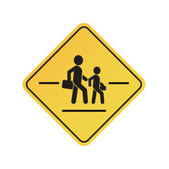 school zone sign on white background	