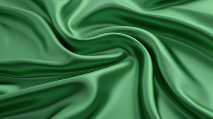 Fototapeta premium Unique 3D wave green gradient silk fabric for Christmas, wedding, and romancethemed designs.