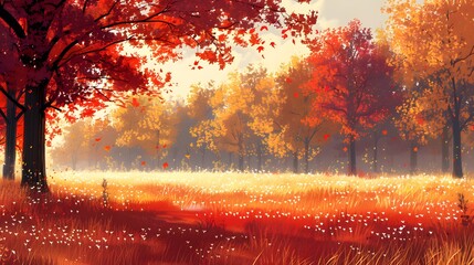 Falling tree leaves in autumn