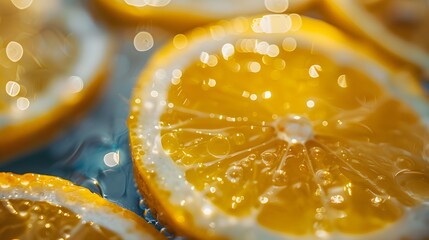 Lemon slices isolated on blue background