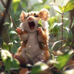 The cat and the mouse are in the garden