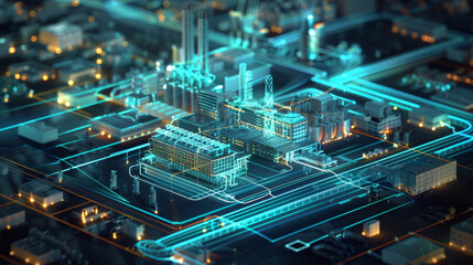 Fototapeta premium Extensive use of the Internet and the Internet of Things for industrial production mode, Industry 4.0, new quality productivity