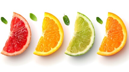 Fruit slices isolated on white background