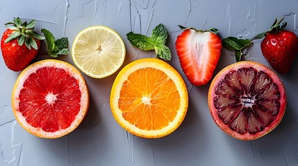 Fruit slices isolated on white background