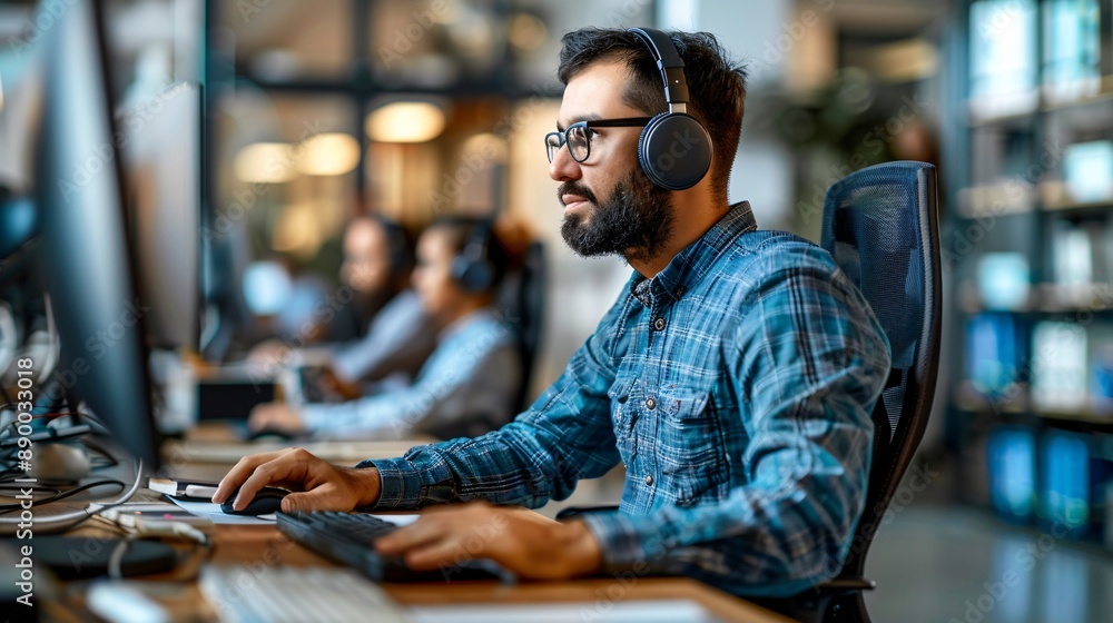 Poster An inclusive training program where students with disabilities are learning coding Stock Photo with copy space