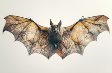 Brown bat with outstretched wings isolated on transparent background