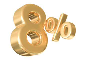 8 Percent Off Sale . Gold Number Promotion