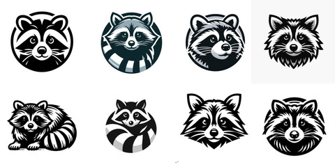 raccoon simple logo icon vector illustration, isolated on transparent background