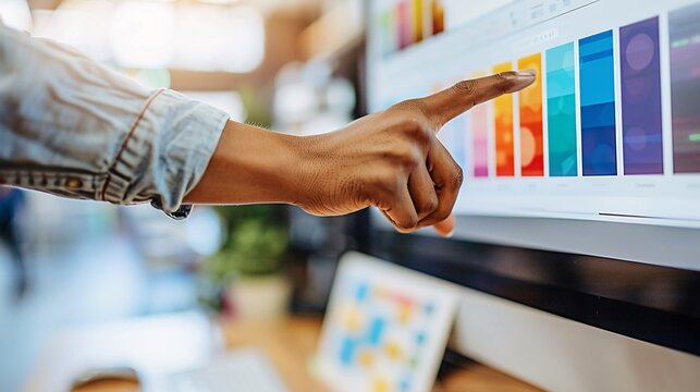 A creative professional using a head pointer and adaptive software to design graphics on a computer Stock Photo with copy space