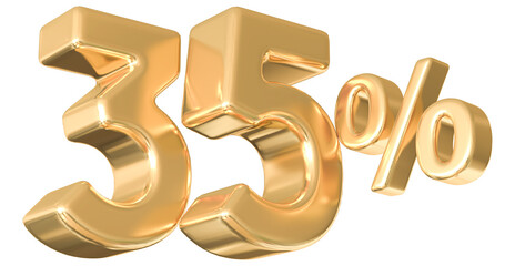 Obraz premium 35 Percent Off Sale . Gold Number Promotion