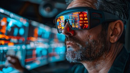 A visually impaired worker using a tactile graphics display to present a project during a virtual meeting Stock Photo with copy space