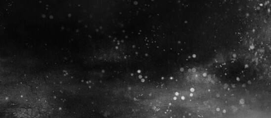コピースペースのある夜空をイメージしたモノクロの水彩背景　背景イラスト　テクスチャ素材　夜	
