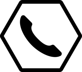 phone hexagon icon inverse