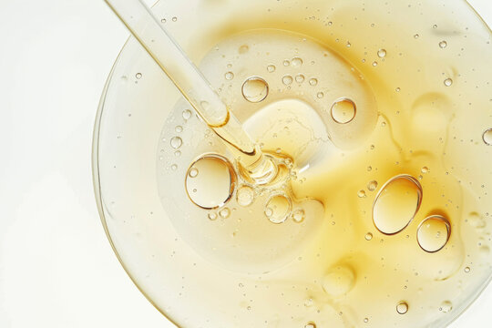 Macro Shot: Transparent Serum Mixed with Oil on Face Pad &ndash; Beauty Skincare