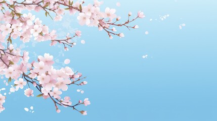 Obraz premium Frame of Sprigs Sakura Cherry Blossoms on pink background.Holiday Concept of spring, 8 march, mother day, april, may, Persian new year.