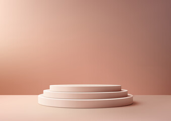 Modern 3D Beige Podium on Pastel Pink Background Perfect for Minimal Style Product Display